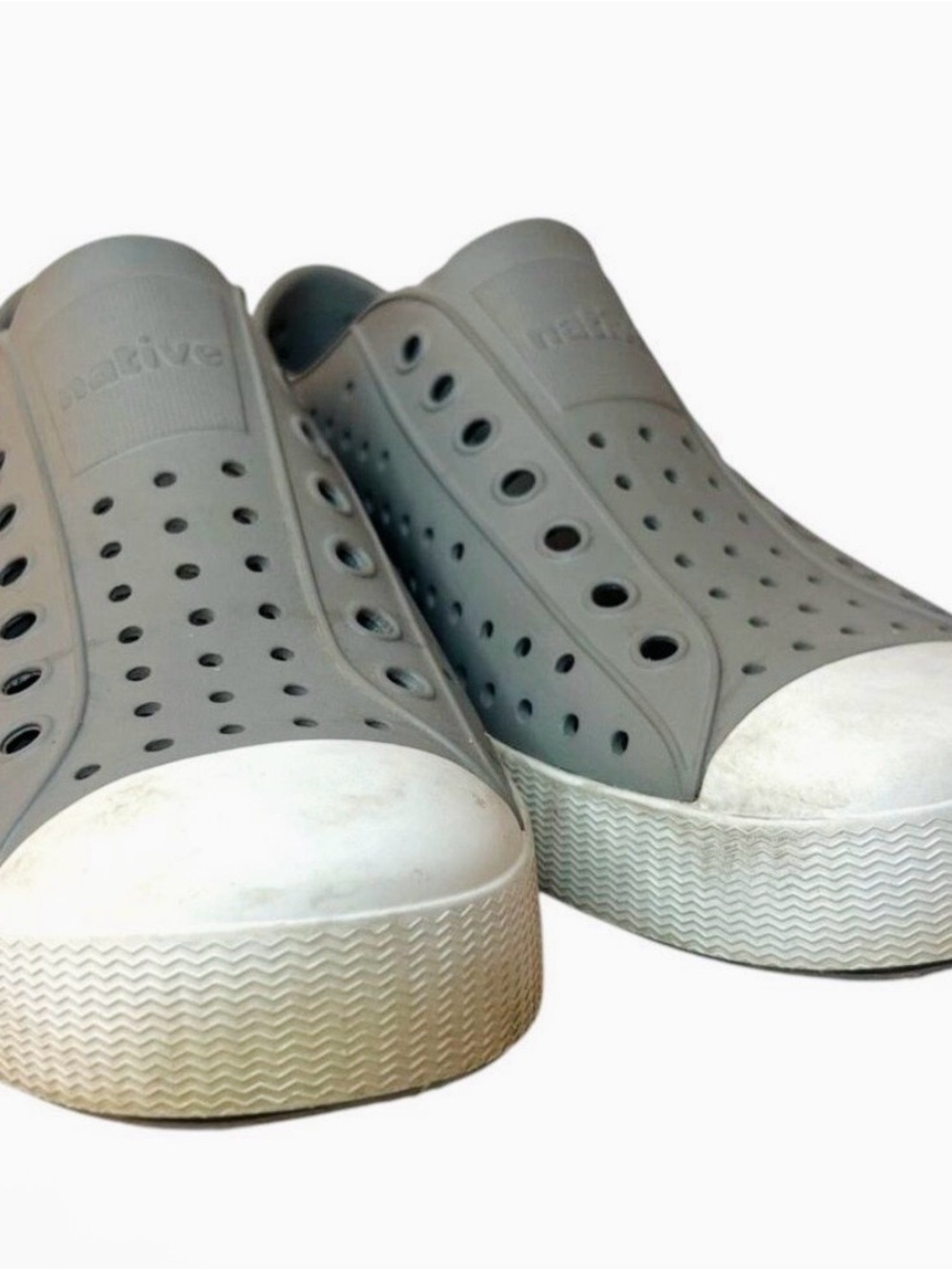 Native Slip-On Sneakers in Grey w White Toe Jefferson 9